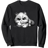 Funny Cat Middle Finger Sarcastic Sassy Grumpy Statement Sweatshirt