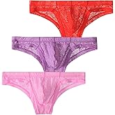 YCBENYANG Mens Lace Transparent Bikini Briefs Low Waist Translucent Bulge Pouch Underwear