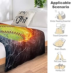 Softball On Fire and Water Sofa Throw Blanket