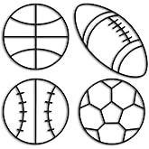 Funrous 4 Packs Sports Room Wall Decor for Boys Metal Modern Soccer Football Wall Art Decor Black Basketball Baseball Hanging Room Decorations for Kids Boy Sports Playroom Bedroom Nursery