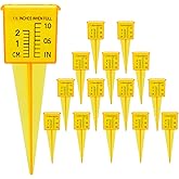 Anglekai 10P Rain Gauge, 1.5" Sprinkler Rain Gauge for Lawn with Wide Mouth | Transparent Outdoor Water Measuring Tool for Accurate (10, Yellow)