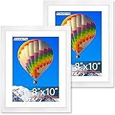 FIXSMITH 8x10 Picture Frame, White Photo Frame with HD Plexiglass, Display Pictures 5x7 with Mat or 8x10 Without Mat, Picture Frames Collage for Tabletop or Wall Display, 2 Pack