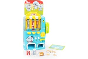 BRIXLYTOYS Interactive Vending Machine Toy for Kids Ages 3+, Play Drink Dispenser with Lights & Sounds, Real Coin & Card Mode, Quiz Game, Pretend Play Cash Register Gift for Boys and Girls