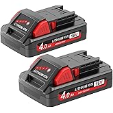 Worthmah 2 Pack 4.0Ah 18V Batteries Replace for Milwaukee M18 Battery Lithium lon 48-11-1815 48-11-1840, Compatible with m18 Milwaukee Battery Charger and 18 Volt Cordless Power Tools