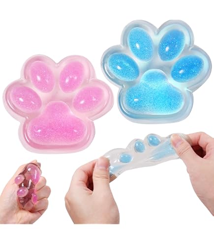 2 piezas de juguetes esponjosos grandes con pata de gato, 5 pulgadas de gato FuFu grande, juguetes esponjosos suaves y lindos para apretar, juguetes para aliviar el estrés, juguetes de pinza