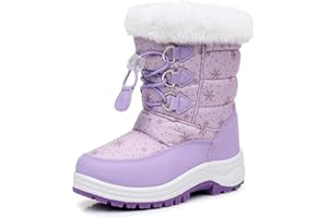 Blikcon Kids Boys Girls Snow Boots Water-resistant Winter Boots - Warm Plush Faux Fur Lined, Side Zipper & Non-Slip Sole (Toddler/Little Kid)