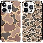 Yomjew 2 Pack Army Brown Camo Phone Case for iPhone 16 Pro 6.3 inches, Cool Durable Pattern Flag Anti-Scratch Soft Slim Flexible Protective Shockproof TPU Funda Cover for Men Boys