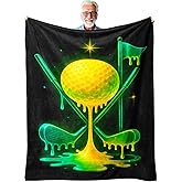 Neon Golf Drip Gift, Golf Throw Blanket for Couch and Bed, Golfer Room Decor Man Cave Accent, 50'' x 60'', Unique Present for Men Dad Him, Birthday Christmas Father’s Day