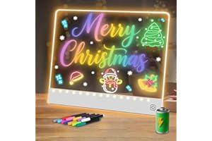 YONHAN 16" Led Drawing Board for Kids Rechargeable, Portable Doodle Glow LED Note Board with 7 Colors, Light Up Acrylic Dry Erase Lumi Board with Stand, Christmas & Birthday Gifts for Girls Boys