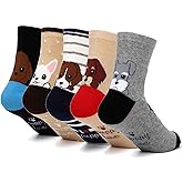 DOBIKULU Womens Grils Cute Animal Socks, Dog Cat Socks, Novelty Funny Crew Sock, Animal Gifts for Women Dog and Cat Lovers