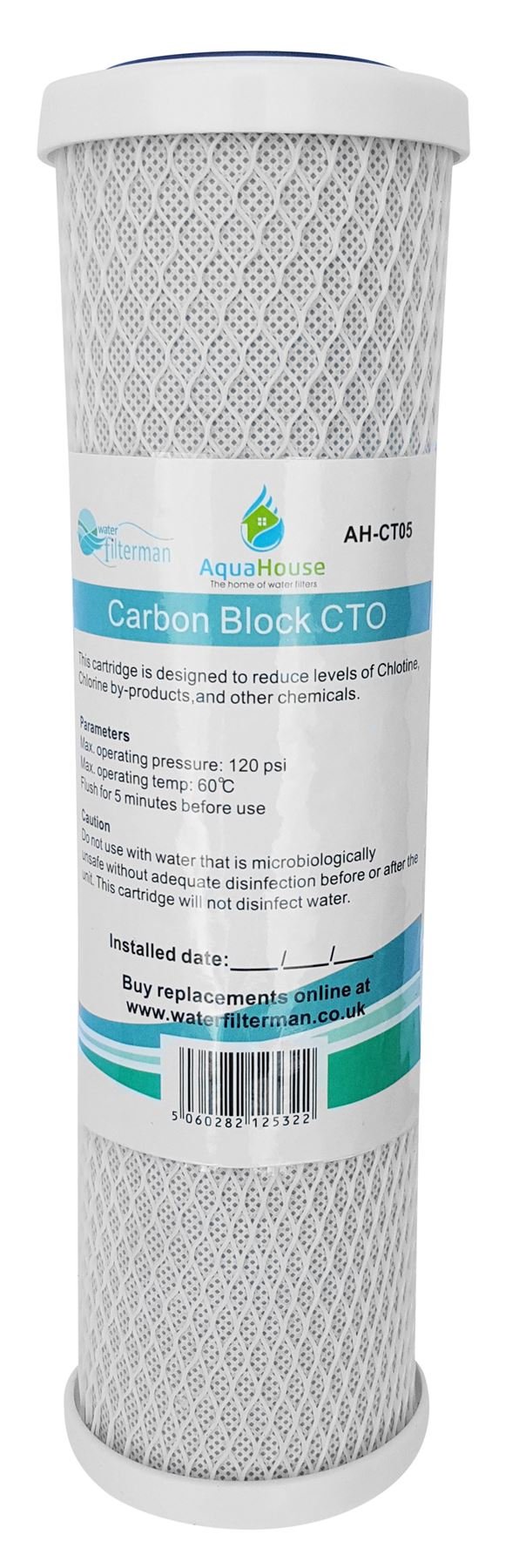 AquaHouse 10" Carbon Block Water Filter Cartridge fits All 10" Filter Housings for Drinking Water, Reverse Osmosis, 5 Micron