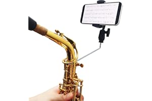 BEIIRLLA Alto Saxophone Lyre Phone Holder, 360°Adjustable Music Stand Mount for Alto,Tenor & Bari Sax,3.5-Inch Max Opening, Marching Band,fit 4mm*4mm Square Socket with Storage Bag