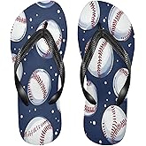 Eionryn White Baseball Navy Blue Womens Flip Flops Summer Beach Sandals