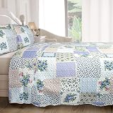 Emma Barclay Cotswold Quilted Patchwork Bedspread Set Blue Double view 7