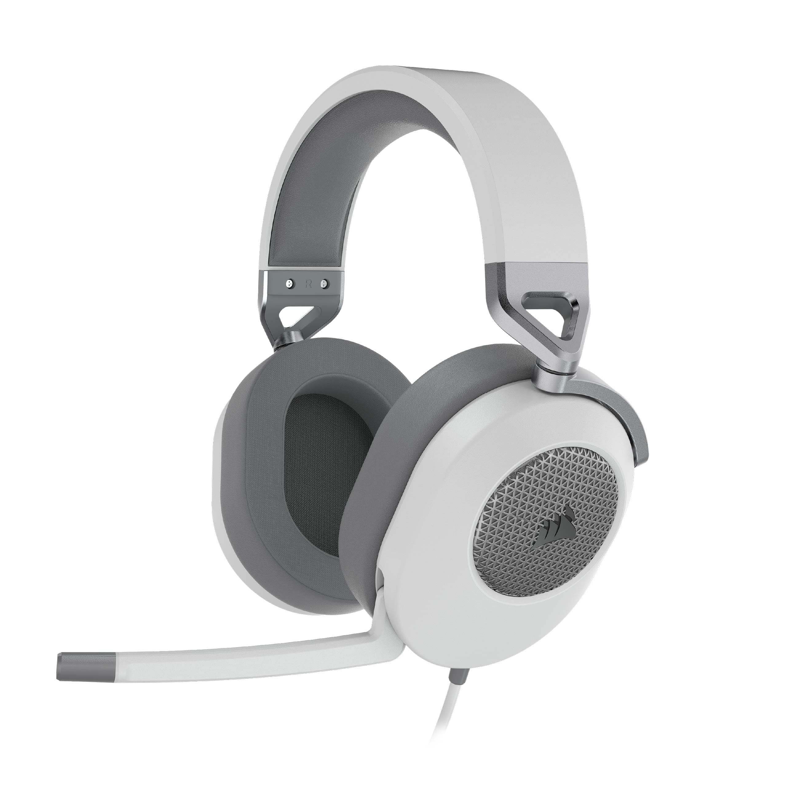 Corsair HS65 Surround Gaming-Headset (Kunstleder-Ohrmuscheln aus Memory-Schaumstoff, Dolby Audio 7.1-Surround-Sound auf PC und Mac, SonarWorks SoundID, Multi-Plattform-Kompatibilität) Weiß, One Size