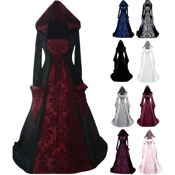 Ro Rox Esme Gothic Medieval Hooded Maxi Dress - Cold Shoulder, Corset Back, For Halloween & Themed Parties - View #9
