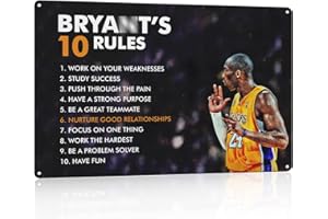 BEKUGART Bryant's 10 Rules - The Champion’s Mindset Motivational Basketball Metal Print Poster. Sports Poster Wall Art for Home,Office,Locker Room,Gym Décor. a Champions Rules to Be Your Best! - 12 x 8 in