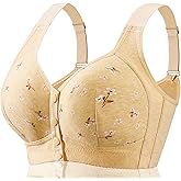 FHTECO Daisy Bras for Older Women Floral Plus Size Bra Wireless Front Closure Bras for Senior Daisy Comfort Tshirt Bra