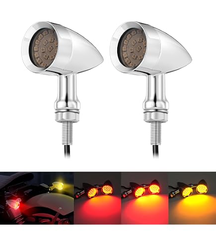 Juego De 2 Intermitentes Cromados Tipo Bala Para Harley Davidson, Luz ámbar, Rosca 10mm