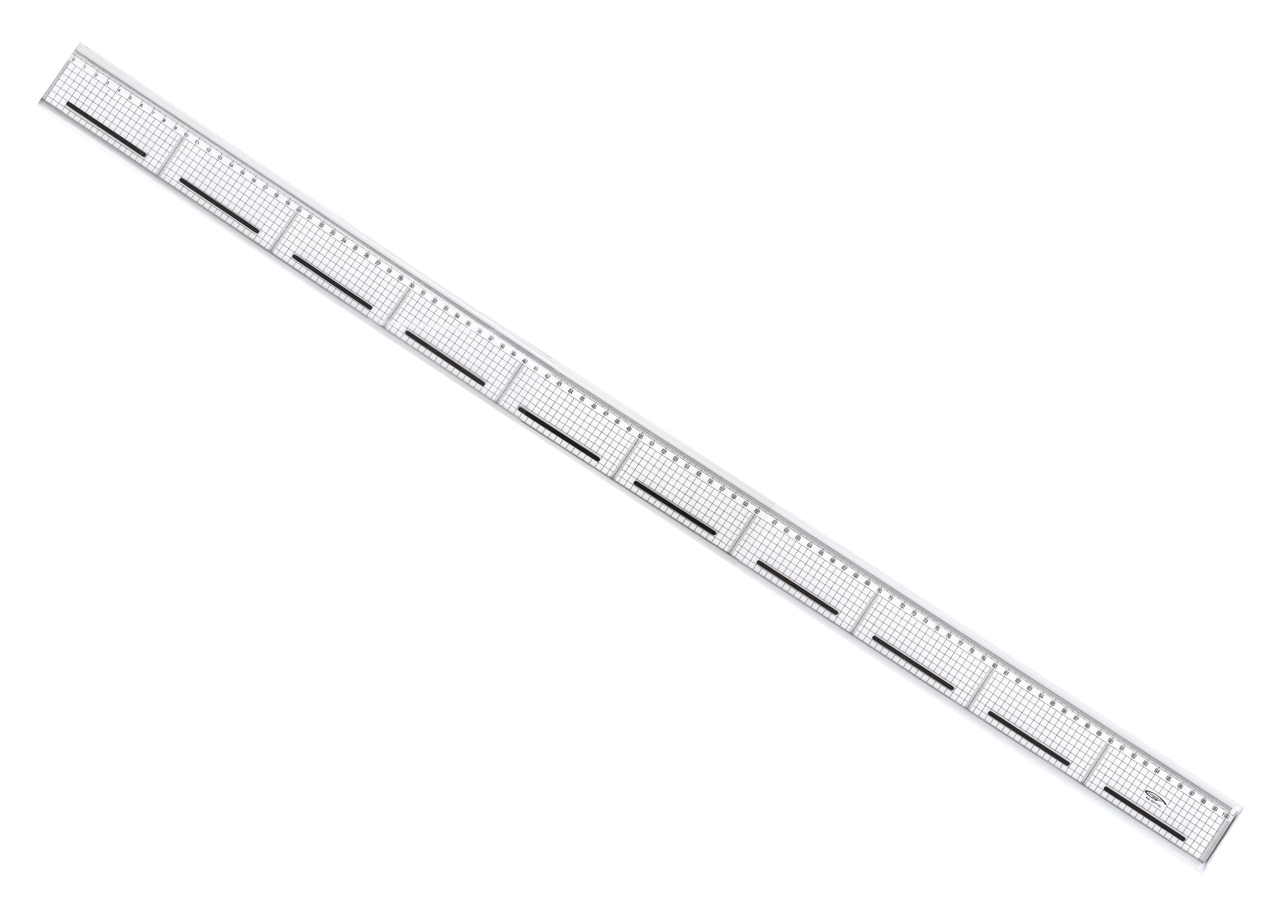 Graphoplex Cutting Ruler Non-Slip Steel Square Edge 100 cm Transparent