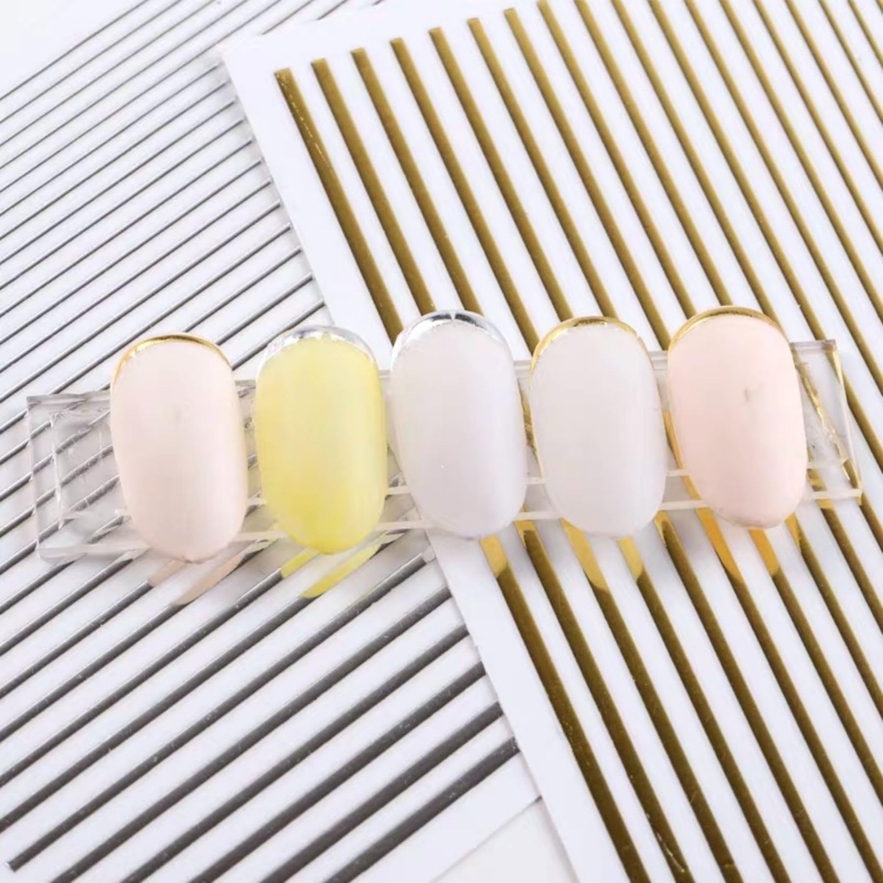 French Line Nail Art Sticker Decals Black Silver White Gold Straight Stripe Nail Art Stickers for Nail Art Decoration Suitable for Men Women Couples - Image 3