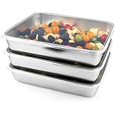 Sanbege 3 Pcs Stainless Steel Food Containers with Clear Lids, 12" x 9.6" Large Stackable Snack Storage Boxes, Deli Meat Keeper for Refrigerator or Picnic, BBQ Party