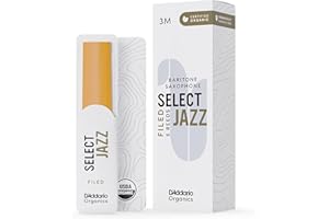 D'Addario Organic Select Jazz Filed Baritone Saxophone Reeds - Sax Reeds - Individually Sealed - 3 Medium, 5 Pack