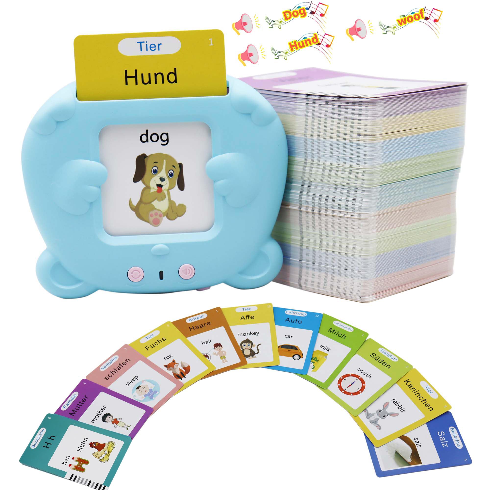 Photo 1 of MAYAPHILOS German and English Bilingual Pocket Speech with 510 Sight Words, German Language Learning Toys for Kids, Audible Talking Flashcards, Toddlers' Sensory Preschool Educational Birthday Gifts