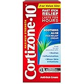 Cortizone-10 Max Strength Soothing Aloe Itch Relief Cream, 2 oz. | 1% hydrocortisone, fast-acting, anti-itch cream for bug bites, rash, eczema, psoriasis, poison ivy, oak, sumac, ages 2+