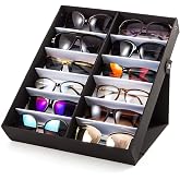 TRIUMPH VISION Sunglasses Organizer Storage Eyeglass Holder Glasses Case | Hold Multiple Eyewear Shades Organization Box Store Multi Glasses Display Stand Satin Lined Snap Closure with Lid Protection