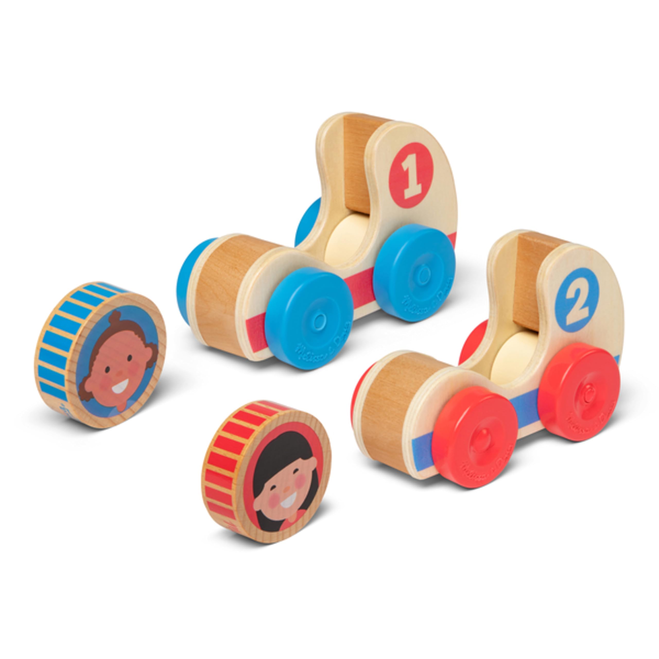 Melissa & Doug GO Tots Wooden Race Cars (2 Cars, 2 Discs) with Collectible Characters | Wooden Toy for Infants | Developmental Toy for Toddlers | 0+ | Gift for Baby Boys or Baby Girls - FSC Certified
