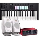 Novation Launchkey 37 MK4 MIDI Keyboard Controller Bundle with Focusrite Scarlett Solo Interface and ADAM Audio D3V White Monitors &mdash; Matte White Studio for Music Production, Beat Making, Songwriting