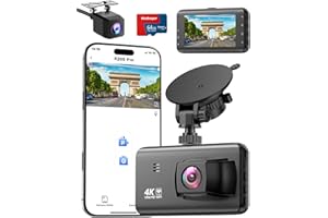 4K Dash Cam Front and Rear Camera,Free 64GB SD Card, 4K+1080P Dual Dashcams for Cars, 5G WiFi & App Control, 3.0" IPS Car Cam