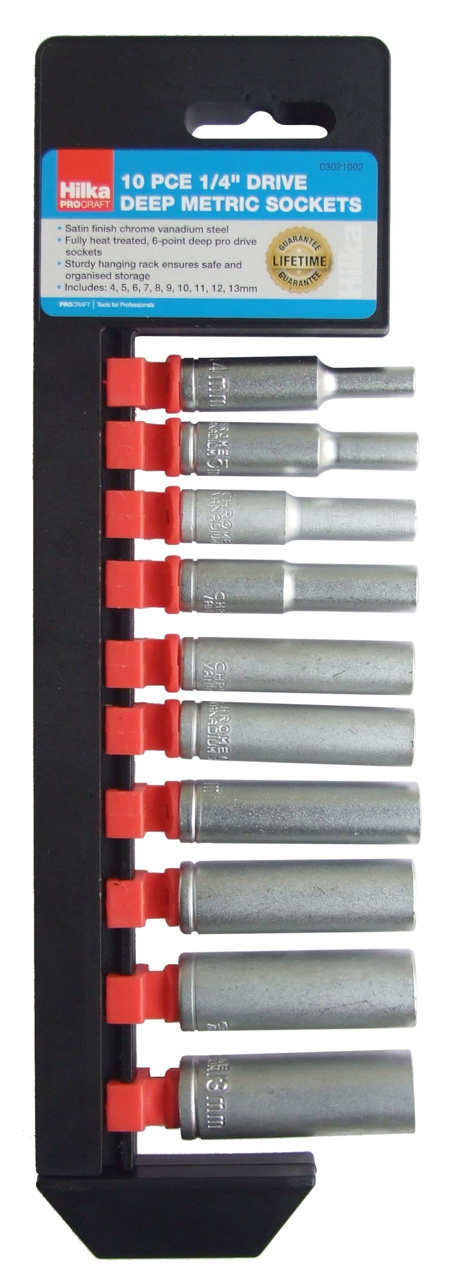 Hilka 03021002 10pce 1/4-inch Pro Craft Deep Metric Socket Set
