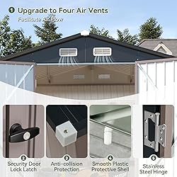 Aoxun 7x5 FT Outdoor Storage Shed Garden Metal Shed