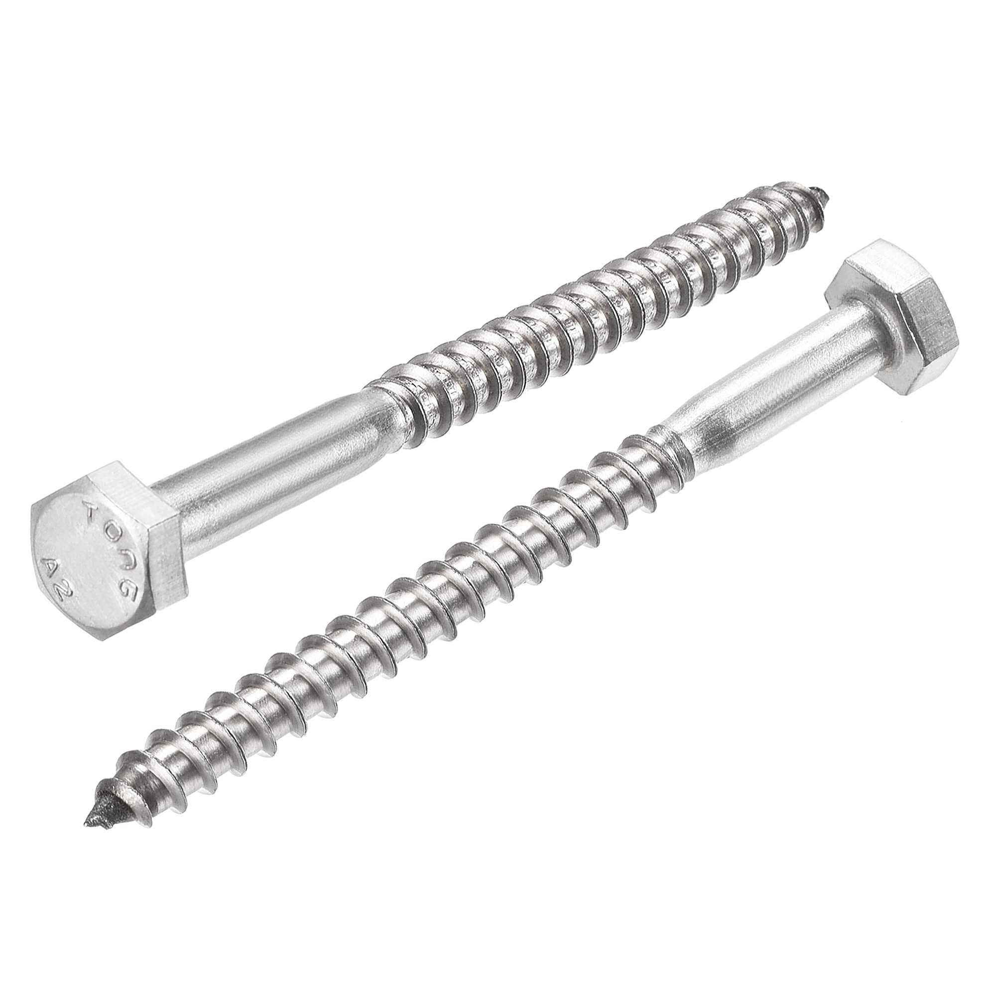 sourcing map Hex Lag Screws, M6 x 75mm 304 Stainless Steel Half Thread Self-Tapping Bolts for Wood Screw 10Pcs