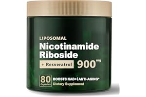 AUNVITO Liposomal Nicotinamide,Nicotinamide Riboside,Nicotinamide Riboside 900mg, Resveratrol,Quercetin - High Purity Supplement for Energy, Focus - 80 Capsules