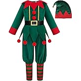 ReliBeauty Elf Costume for Boys Elf Outfit for Kids Santa's Helper Costume with Hat