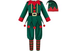 ReliBeauty Elf Costume for Boys Elf Outfit for Kids Santa's Helper Costume with Hat