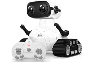 AOVIKOOD Rechargeable RC Robot Toy for Boys and Girls, Robot Toys with Music and LED Eyes, Develops Motor Skills, Creativity, and Intelligence, Gifts for Children Age 3-12