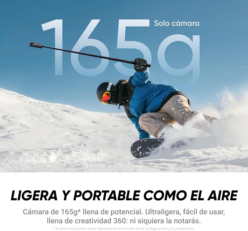 X4 Air Black Graphite, Cámara con resolución 8K y 360°, bastón de Selfie Invisible, con protección antiviento integrada, graba Primer y Segundo Plano, Lentes Intercambiables, Starter Pack
