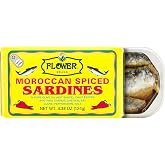 Flower Brand Spiced Sardines (Olive Oil) 4.38 oz, Wild-Caught from Morocco, High Protein, Keto&amp;Gluten Free Food, Keto Snacks, Canned Food Bulk Sardines in Oil (Pack of 5)