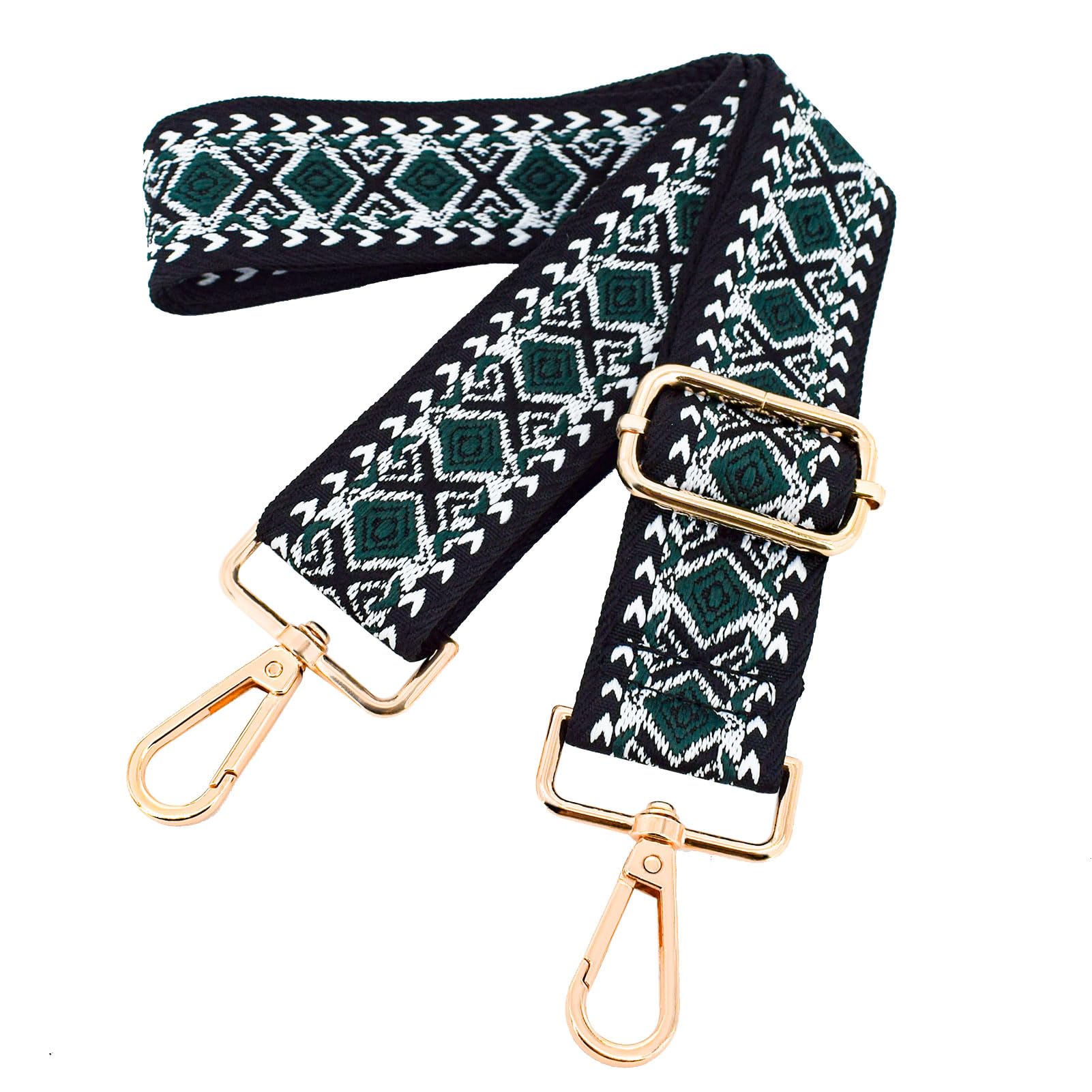 ROYGBCP Replacement Purse Strap Shoulder Strap Adjustable Crossbody Strap for Women Crossbody Wide Shoulder Bag, Rhombic Black-gold Hardware, 1.5 inches wide, 51 inches long