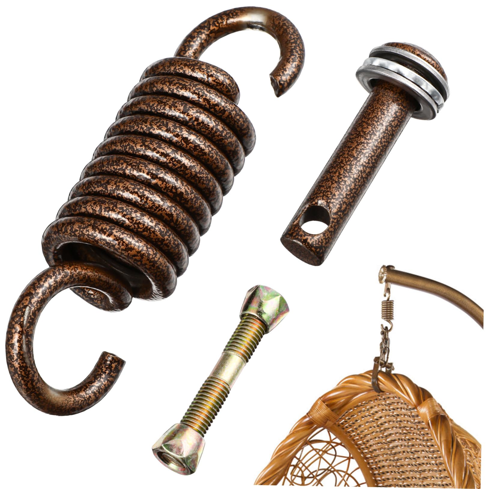 Cabilock Heavy Duty Hammock Hanging Kit Hammock Spring Hanging Chair Hardware Swing Parts 360° Swivel Spring for Hammock Swing Chair Sun Shade Sail or Awning - 400 kg Capacity