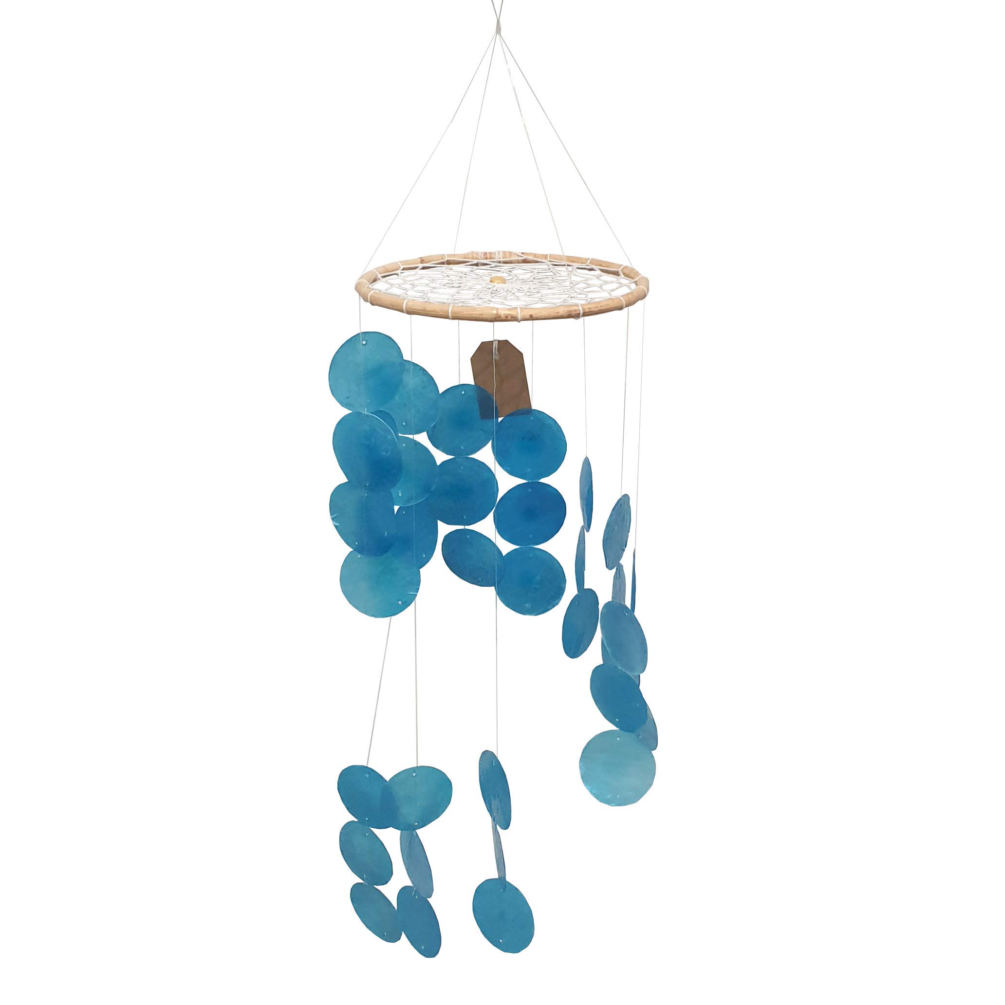 Vie Naturals Capiz Shell Windchime 45 cm hanging height Blue