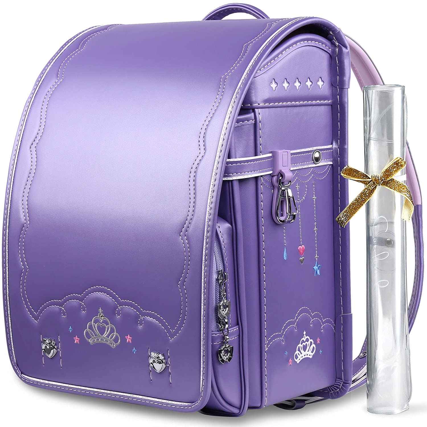 [Coulomb] 最新人気可愛いランドセル女の子/最新リュクスお姫様・王冠デザイン/ツヤありパール生地/丈夫な手縫い/ギフトパッケージ/6 付/6色展開 (RS128VI)商品画像