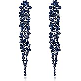 EVER FAITH Wedding Rhinestone Crystal Art Deco Statement Earring, Banquet Prom Long Chandelier Dangle Earrings for Women Bride