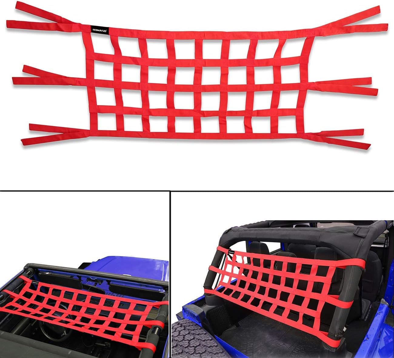 ROMASO Cargo Net, Trunk Rear Net,Roof Hammock Net for Jeep