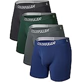 COLORFULLEAF Men's Underwear Soft Rayon Made From Bamboo Boxer Briefs for Men Pack with Fly Opening