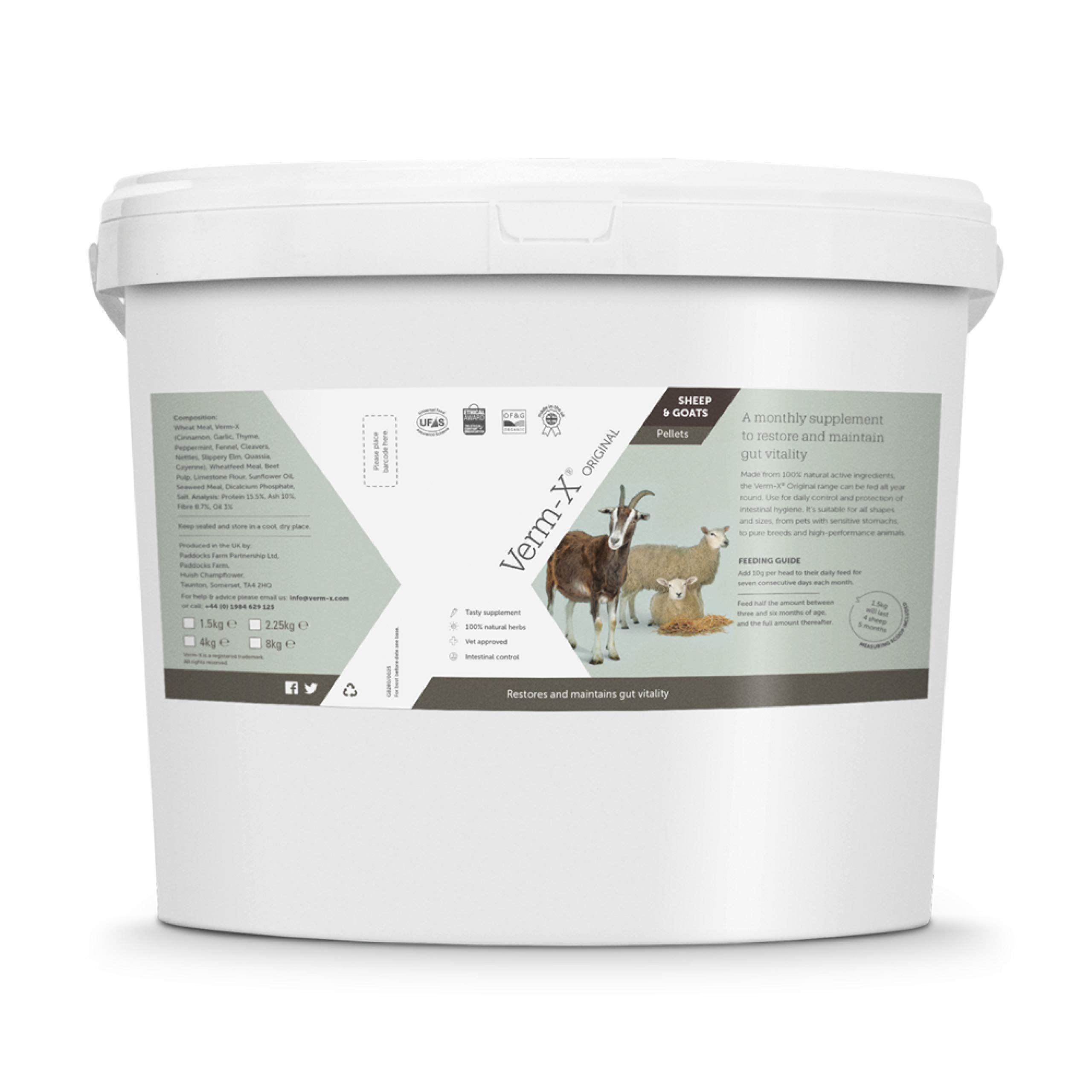 Verm-X Original All Natural Pellets for Sheep and Goats. Approved for Use on Organic Farms. Supports Intestinal Hygiene. Vet Approved. Maintains Gut Vitality. Wormwood Free Recipe.